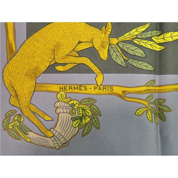 Hermès Green and Yellow Silk Scarf - Picture 7 of 11